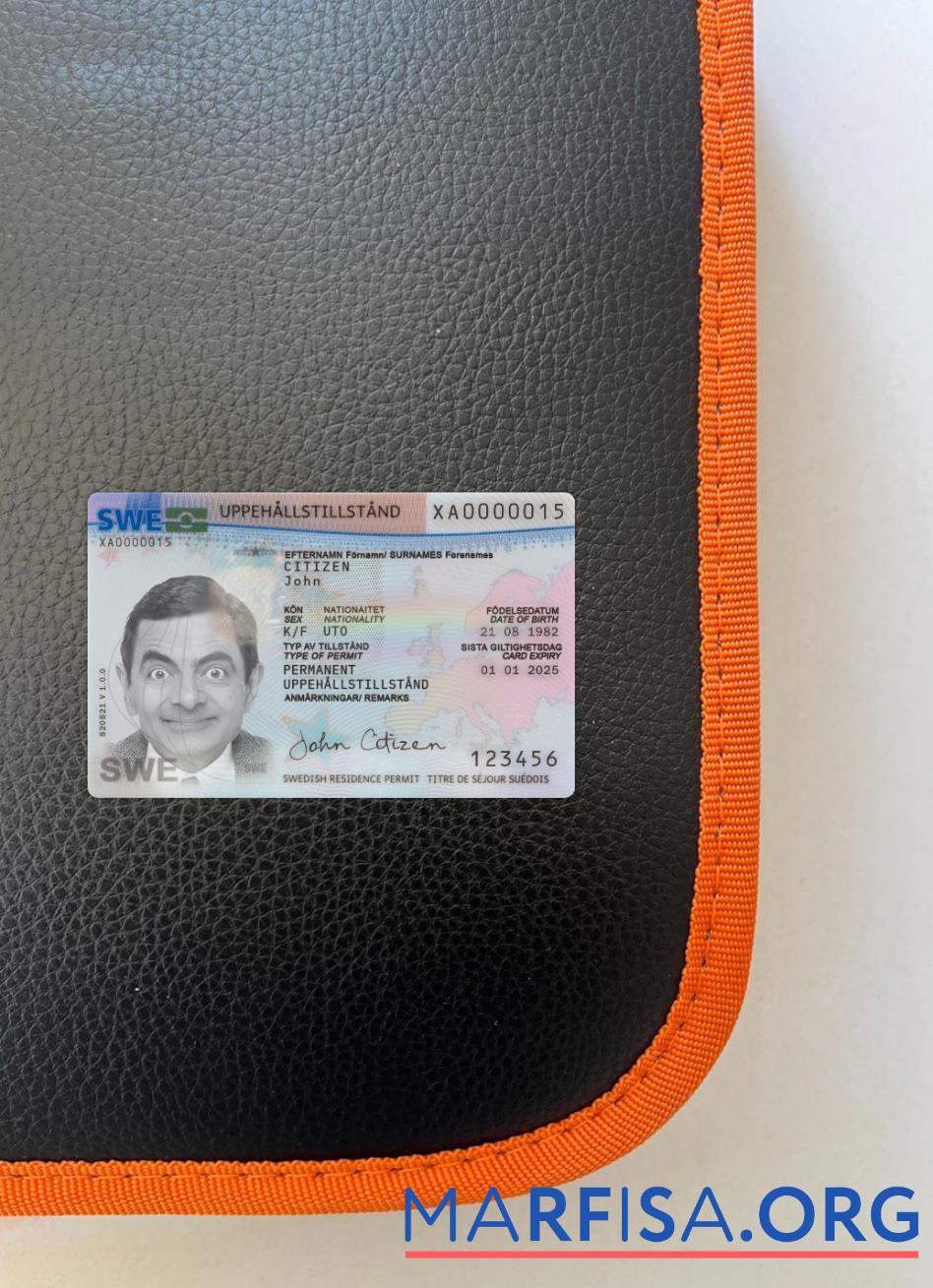 Printable Sweden residence permit 2022 present photolook front sample